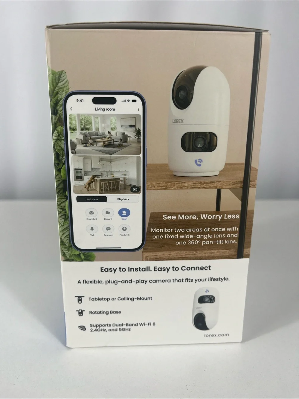 Connect White Dual-Lens Indoor Pan-Tilt Camera